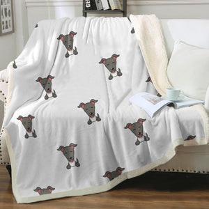 Happy Happy Greyhound / Whippet Love Soft Warm Fleece Blanket - 4 Colors-Blanket-Blankets, Greyhound, Home Decor, Whippet-Ivory-Small-2