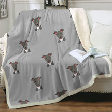 Load image into Gallery viewer, Happy Happy Greyhound / Whippet Love Soft Warm Fleece Blanket - 4 Colors-Blanket-Blankets, Greyhound, Home Decor, Whippet-Warm Gray-Small-4