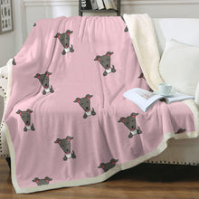 Load image into Gallery viewer, Happy Happy Greyhound / Whippet Love Soft Warm Fleece Blanket - 4 Colors-Blanket-Blankets, Greyhound, Home Decor, Whippet-Soft Pink-Small-1