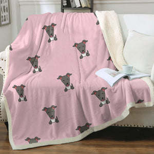 Happy Happy Greyhound / Whippet Love Soft Warm Fleece Blanket - 4 Colors-Blanket-Blankets, Greyhound, Home Decor, Whippet-Soft Pink-Small-1