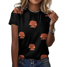 Load image into Gallery viewer, Happy Happy Irish Setter Love All Over Print Women&#39;s Cotton T-Shirt - 4 Colors-Apparel-Apparel, Irish Setter, Shirt, T Shirt-Black-2XS-2