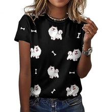 Load image into Gallery viewer, Happy Happy Samoyed Love All Over Print Women&#39;s Cotton T-Shirt - 4 Colors-Apparel-Apparel, Samoyed, Shirt, T Shirt-17