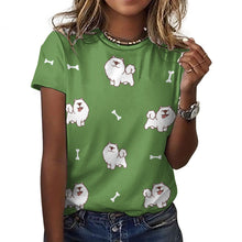 Load image into Gallery viewer, Happy Happy Samoyed Love All Over Print Women&#39;s Cotton T-Shirt - 4 Colors-Apparel-Apparel, Samoyed, Shirt, T Shirt-2
