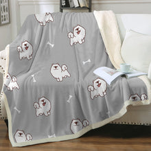 Load image into Gallery viewer, Happy Happy Samoyed Love Soft Warm Fleece Blanket - 4 Colors-Blanket-Blankets, Home Decor, Samoyed-14