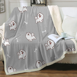 Happy Happy Samoyed Love Soft Warm Fleece Blanket - 4 Colors-Blanket-Blankets, Home Decor, Samoyed-14