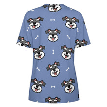 Load image into Gallery viewer, Happy Happy Schnauzer Love All Over Print Women&#39;s Cotton T-Shirt - 4 Colors-Apparel-Apparel, Schnauzer, Shirt, T Shirt-10