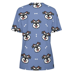 Happy Happy Schnauzer Love All Over Print Women's Cotton T-Shirt - 4 Colors-Apparel-Apparel, Schnauzer, Shirt, T Shirt-10