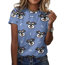 Load image into Gallery viewer, Happy Happy Schnauzer Love All Over Print Women&#39;s Cotton T-Shirt - 4 Colors-Apparel-Apparel, Schnauzer, Shirt, T Shirt-11