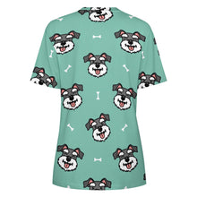 Load image into Gallery viewer, Happy Happy Schnauzer Love All Over Print Women&#39;s Cotton T-Shirt - 4 Colors-Apparel-Apparel, Schnauzer, Shirt, T Shirt-12