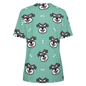 Happy Happy Schnauzer Love All Over Print Women's Cotton T-Shirt - 4 Colors-Apparel-Apparel, Schnauzer, Shirt, T Shirt-12
