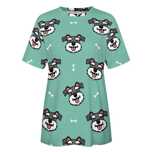 Happy Happy Schnauzer Love All Over Print Women's Cotton T-Shirt - 4 Colors-Apparel-Apparel, Schnauzer, Shirt, T Shirt-14