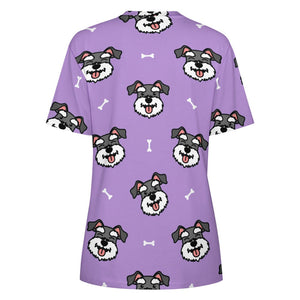 Happy Happy Schnauzer Love All Over Print Women's Cotton T-Shirt - 4 Colors-Apparel-Apparel, Schnauzer, Shirt, T Shirt-4