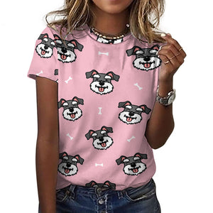 Happy Happy Schnauzer Love All Over Print Women's Cotton T-Shirt - 4 Colors-Apparel-Apparel, Schnauzer, Shirt, T Shirt-7