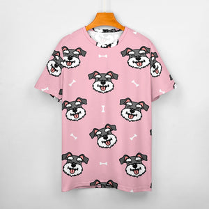 Happy Happy Schnauzer Love All Over Print Women's Cotton T-Shirt - 4 Colors-Apparel-Apparel, Schnauzer, Shirt, T Shirt-8