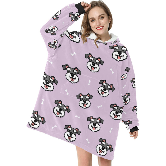 Happy Happy Schnauzer Love Blanket Hoodie for Women-Apparel-Blanket Hoodie, Blankets, Schnauzer-3