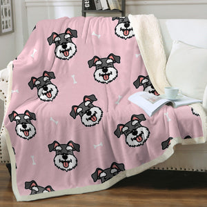 Happy Happy Schnauzer Love Soft Warm Fleece Blanket - 4 Colors-Blanket-Blankets, Home Decor, Schnauzer-Soft Pink-Small-3