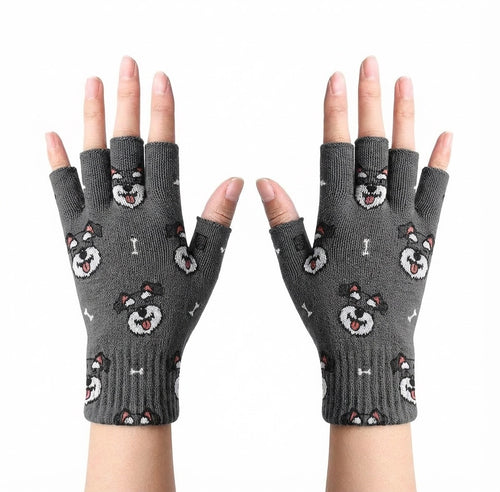 Happy Happy Schnauzer Love Gloves-Accessories-Accessories,Dog Dad Gifts,Dog Mom Gifts,Gloves,Schnauzer-1