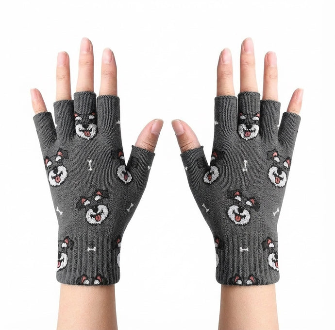 Happy Happy Schnauzer Love Gloves-Accessories-Accessories,Dog Dad Gifts,Dog Mom Gifts,Gloves,Schnauzer-1