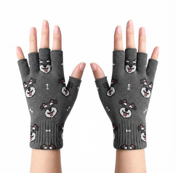 Happy Happy Schnauzer Love Touch Screen Gloves Half 360x
