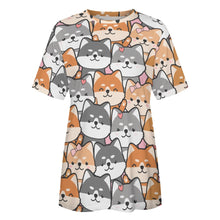 Load image into Gallery viewer, Happy Happy Shiba Love All Over Print Women&#39;s Cotton T-Shirt - 4 Colors-Apparel-Apparel, Shiba Inu, Shirt, T Shirt-10