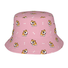 Load image into Gallery viewer, Happy Happy Shiba Love Bucket Hat-Hats &amp; Caps-Accessories,Dog Dad Gifts,Dog Mom Gifts,Hats,Shiba Inu-Light Pink-One Size-41