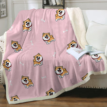 Load image into Gallery viewer, Happy Happy Shiba Love Soft Warm Fleece Blanket - 4 Colors-Blanket-Blankets, Home Decor, Shiba Inu-Soft Pink-Small-4