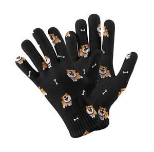 Happy Happy Shiba Love Touch Screen Gloves-Accessories-Accessories, Dog Dad Gifts, Dog Mom Gifts, Gloves, Shiba Inu-Black-4