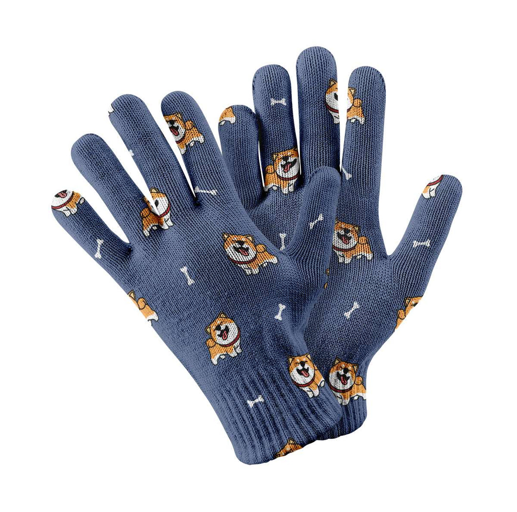 Happy Happy Shiba Love Touch Screen Gloves-Accessories-Accessories, Dog Dad Gifts, Dog Mom Gifts, Gloves, Shiba Inu-Navy-1