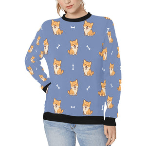 Happy Happy Shiba Love Women's Sweatshirt-Apparel-Apparel, Shiba Inu, Sweatshirt-CornflowerBlue-XS-11