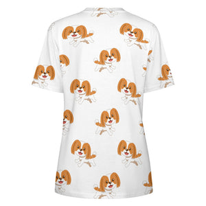 Happy Happy Shih Tzu Love All Over Print Women's Cotton T-Shirt - 4 Colors-Apparel-Apparel, Shih Tzu, Shirt, T Shirt-2