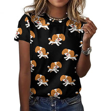 Load image into Gallery viewer, Happy Happy Shih Tzu Love All Over Print Women&#39;s Cotton T-Shirt - 4 Colors-Apparel-Apparel, Shih Tzu, Shirt, T Shirt-7