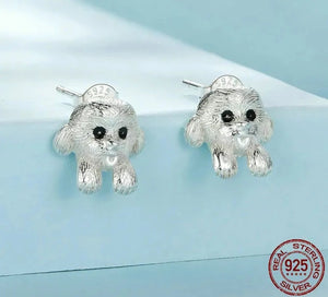Happy Happy Shih Tzu Love Silver Stud Earrings-Dog Themed Jewellery-Earrings, Jewellery, Shih Tzu-CQE1631-4