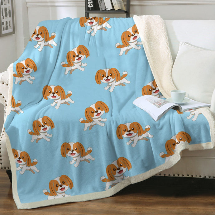 Happy Happy Shih Tzu Love Soft Warm Fleece Blanket - 4 Colors-Blanket-Blankets, Home Decor, Shih Tzu-Sky Blue-Small-1