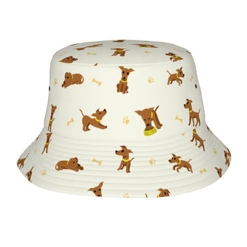 Happy Happy Whippet Love Bucket Hat Ivory White One Size 360x