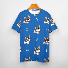 Load image into Gallery viewer, Happy Pied Black and White Frenchies All Over Print Women&#39;s Cotton T-Shirt - 4 Colors-Apparel-Apparel, French Bulldog, Shirt, T Shirt-5