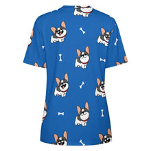 Load image into Gallery viewer, Happy Pied Black and White Frenchies All Over Print Women&#39;s Cotton T-Shirt - 4 Colors-Apparel-Apparel, French Bulldog, Shirt, T Shirt-6