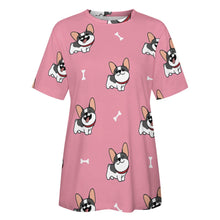 Load image into Gallery viewer, Happy Pied Black and White Frenchies All Over Print Women&#39;s Cotton T-Shirt - 4 Colors-Apparel-Apparel, French Bulldog, Shirt, T Shirt-7
