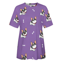 Load image into Gallery viewer, Happy Pied Black and White Frenchies All Over Print Women&#39;s Cotton T-Shirt - 4 Colors-Apparel-Apparel, French Bulldog, Shirt, T Shirt-9