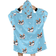 Load image into Gallery viewer, Happy Pied Black and White Frenchies Blanket Hoodie for Women - 5 Colors-Apparel-Apparel, Blankets, French Bulldog-2
