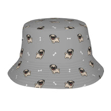 Load image into Gallery viewer, Happy Pug Playtime Bucket Hat-Hats &amp; Caps-Parisian Gray-One Size-25