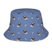 Load image into Gallery viewer, Happy Pug Playtime Bucket Hat-Hats &amp; Caps-Slate Blue-One Size-41