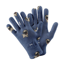 Load image into Gallery viewer, Happy Pug Playtime Touch Screen Gloves-Accessories-Accessories, Dog Dad Gifts, Dog Mom Gifts, Gloves-Navy-3