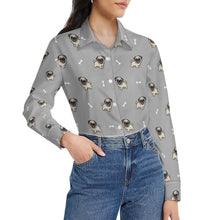 Load image into Gallery viewer, Happy Pug Playtime Women's Shirt-Apparel-Apparel,Dog Mom Gifts,Pug,Shirt-25