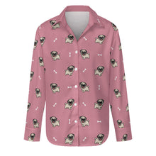 Load image into Gallery viewer, Happy Pug Playtime Women's Shirt-Apparel-Apparel,Dog Mom Gifts,Pug,Shirt-Dusty Pink-S-11