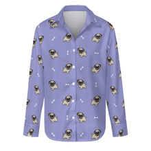 Load image into Gallery viewer, Happy Pug Playtime Women's Shirt-Apparel-Apparel,Dog Mom Gifts,Pug,Shirt-Lavender Purple-S-20