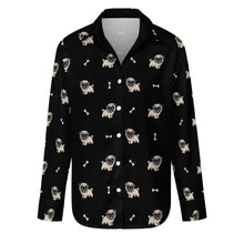 Load image into Gallery viewer, Happy Pug Playtime Women's Shirt-Apparel-Apparel,Dog Mom Gifts,Pug,Shirt-Midnight Black-S-8