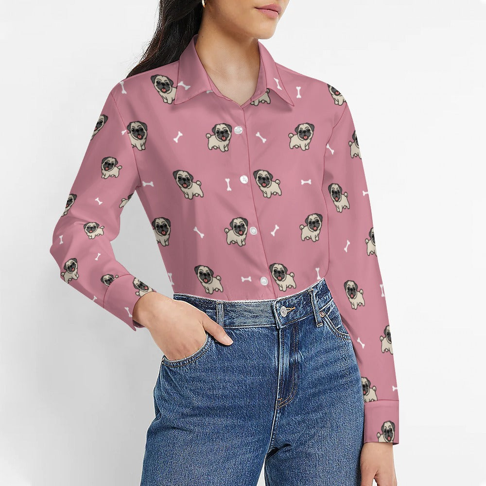 Happy Pug Playtime Womens Shirt