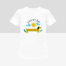 Load image into Gallery viewer, Happy Puppy Day Dachshund Women&#39;s Cotton T-Shirts - 3 Colors-Apparel-Apparel, Dachshund, Shirt, T Shirt-White-Small-2