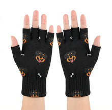 Load image into Gallery viewer, Happy Rottweiler Delight Touch Screen Gloves-Accessories-Accessories,Dog Dad Gifts,Dog Mom Gifts,Gloves,Rottweiler-Black-Fingerless Gloves-3