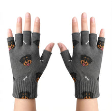 Load image into Gallery viewer, Happy Rottweiler Delight Touch Screen Gloves-Accessories-Accessories,Dog Dad Gifts,Dog Mom Gifts,Gloves,Rottweiler-Gray-Fingerless Gloves-4